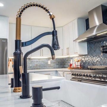 Bold blue backsplash to make an outstanding kitchen in Sacramento, CA