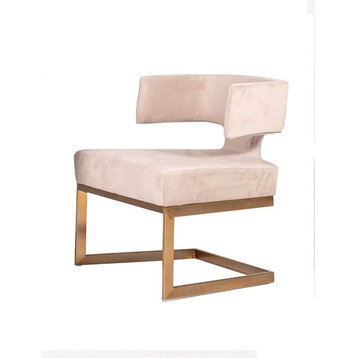 Modrest Calvo Modern Off-White Velvet and Brass Dining Chair