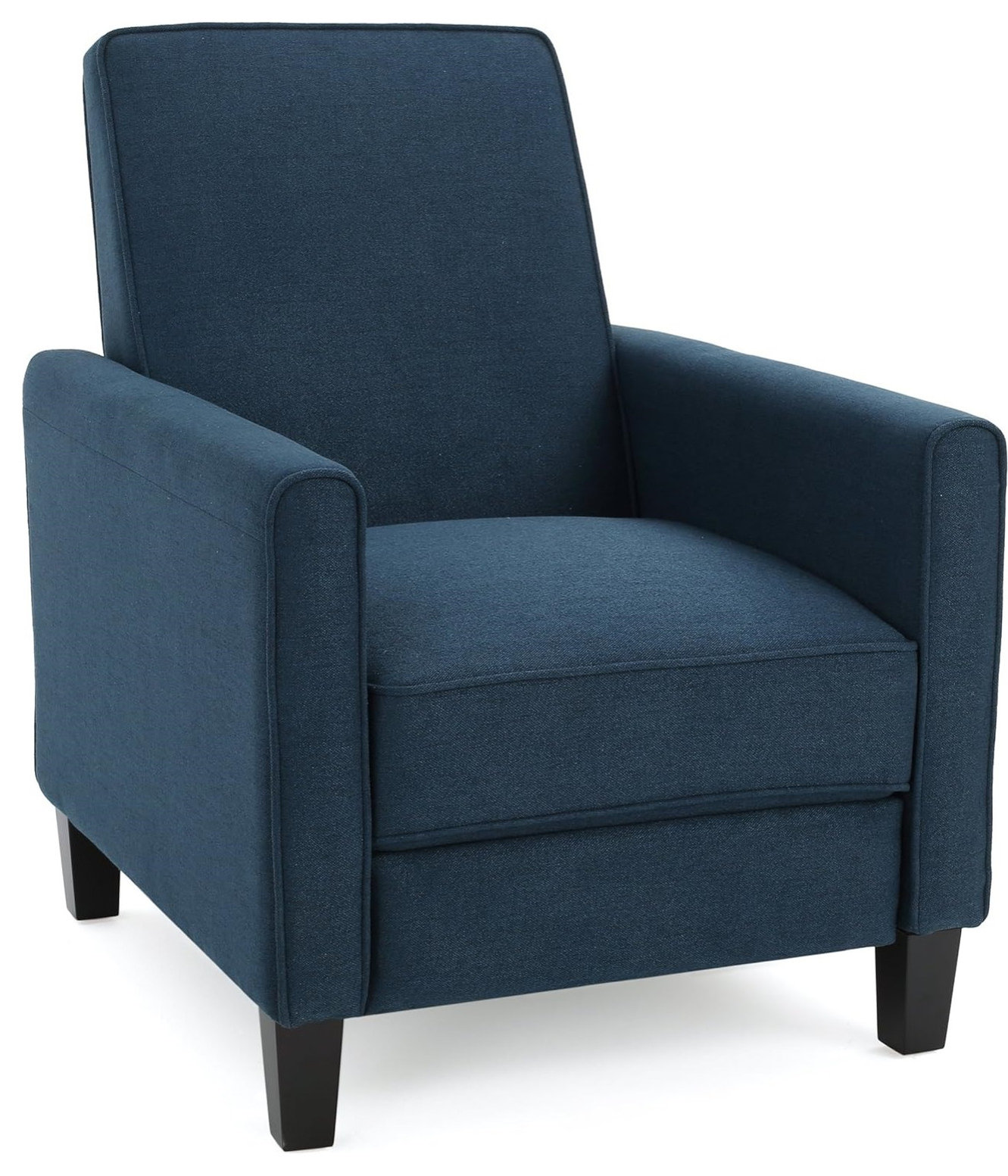 Sleek Blue Recliner with Padded Seat and Piped Edges, Modern Design ...