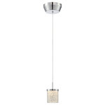 Lite Source Inc. - Led Mini-Pendant, Chrome Glass Shade W.Crystals, Led 4.8W - This modern LED pendant showcases a chrome finished metal canopy and hardware that interacts with a unique glass shade with crystal bead accents. A vibrant way to enhance your bedroom, walkway or nook.