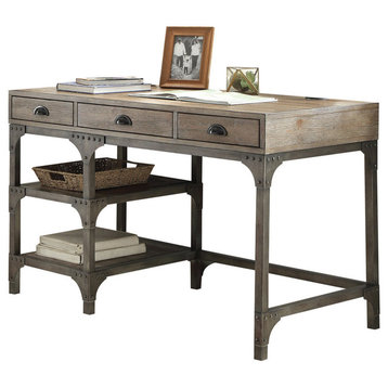 Gorden Desk, Weathered Oak and Antique Silver