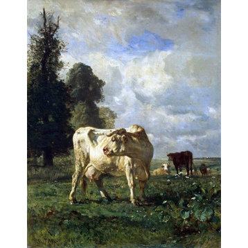 Constant Troyon Cows in the Field, 21"x28" Wall Decal