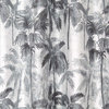 Charcoal Black Grey Fabric Shower Curtain: Palm Tree Tropical Rainstorm Design