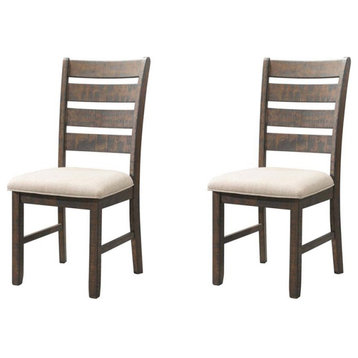 Bowery Hill Ladder Back Dining Side Chair in Walnut (Set of 2)