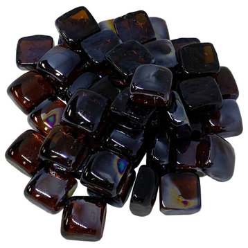 Decorative Fire Glass Cubes for Fire Pit, 1", 10 lbs, Amber