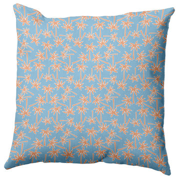 Palm Tree Pattern Decorative Throw Pillow, Carolina Blue, 16"x16"