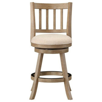 24" Sheldon Counter Stool, Driftwood Gray Wire Brush and Ivory