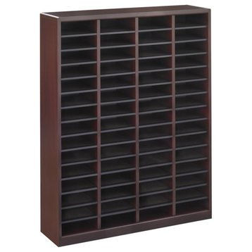 Bowery Hill Wood 60 Compartments Mail Organizer in Mahogany