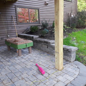 Multi Level Wood Deck and Belgard Patio by Woodridge, IL Deck Designer