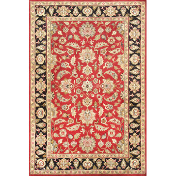 Pasargad Agra Collection Hand-Knotted Lamb's Wool Area Rug- 6' 0" X  9' 0"