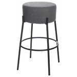 StyleCraft - Soloist Bar Stool Slate Grey Boucle Upholstered Cushion - Embrace minimalist style in your living room or Kitchen with the Soloist Bar Stool. It features a sleek metal frame for a modern, edgy look, while the plush boucle fabric cushion and solid wood accents add comfort and warmth, ready for your casual brunches or dinner parties. Elevate your decor choices with this piece that can easily be added to your dining room or kitchen for a tasteful design.