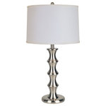 Ore International - 29.5" Metal Table Lamp, Satin Nickel - A smart, contemporary take on the traditional table lamp, this lamp is the perfect way to update or balance your room decor. Brushed steel finish topped by a hardback cream linen shade. 3-way sockets offer easy control over the light output.