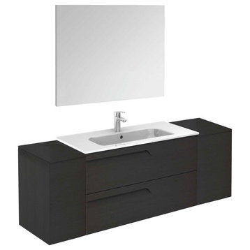 48" Nature Gray Vanity Set with Mirror and Sink Vitale by Royo, 64"