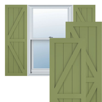 15"W True Fit PVC Two Equal Panel Farmhouse With Z-Bar, Moss Green, 35"H