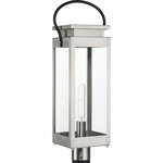 Progress Lighting - Gables 1-Light Stainless Steel Clear Glass Traditional Outdoor Post Light - Elevate your home decor with the graceful arches of the Union Square 1-Light Stainless Steel Clear Glass Traditional Outdoor Post Lantern Light.