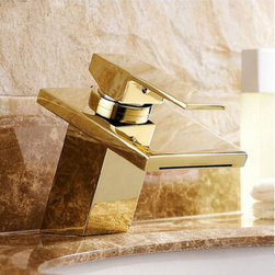 Hot Sale Brass Gold Bathroom Sink Faucet Waterfall Mixer Faucet T1122H - Bathroom Sink Faucets