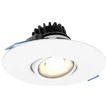 4" Round Recessed LED Gimbal Light, 5CCT, White