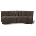 Meridian Furniture - Arc Boucle Fabric Upholstered 3-Pc. U-Shaped Modular Sectional, Brown - Give your living room or den the perfect blend of style and versatility with this Arc boucle fabric curved modular Sectional. Part of the Arc modular furniture collection, this Sectional comes upholstered in rich brown boucle fabric and features deep channel tufting that adds a touch of luxury while enhancing comfort and support. A seamless combination of form and function, this chair can be used with other Arc pieces to create a myriad of configurations in your well-curated room.