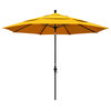 11' Matted Black Collar Tilt Lift Fiberglass Rib Aluminum Umbrella, Sunbrella, Sunflower Yellow