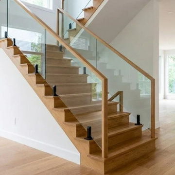 Contemporary Staircase with Custom Glass Balustrade