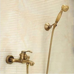 Antique Brass Bathtub Faucet With Hand Shower Mixer Water Bathroom Faucet FA3075 - Tub And Shower Faucet Sets