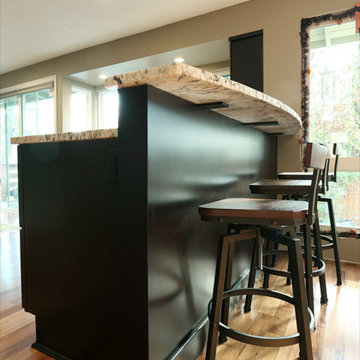 Kitchen & Media Wall Espresso Brown Cabinetry
