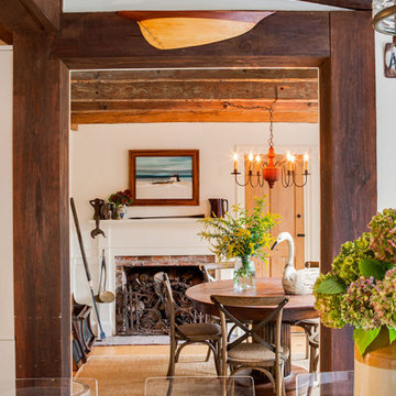 Original Exposed Beams Restored in Dining Room - Cranberry Cottage -Custom Home