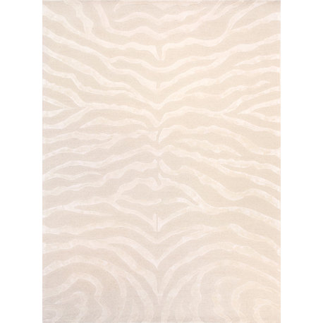 Edgy Hand-Tufted Bsilk and Wool Area Rug, 12' 0" X 15' 0", Ivory