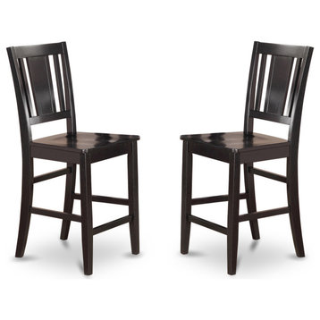Buckland Counter Height Chair For Dining Room, Wood Seat, Black, Set of 2