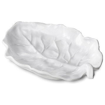 Vida Lettuce Medium Leaf Platter White