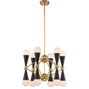 Crosby 12 Light Chandelier in Aged Brass And Matte Black