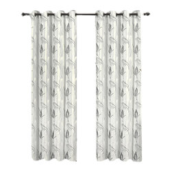 Royal Tradition - Olivia 2PC Grommet Embroidered Lined Panels, White, 104"x84" - Curtains