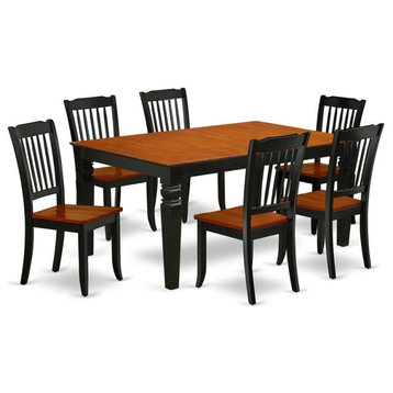 East West Furniture Weston 7-piece Dining Set with Wood Chairs in Black/Cherry