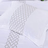 HANNAH Embroidered Duvet Cover Set, Soft Microfiber, Full/Queen, White/Grey