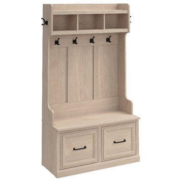 Woodland 40W Hall Tree and Shoe Bench w/ Doors in White Maple - Engineered Wood