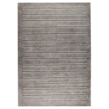 Hand Knotted Grey New Zealand Wool Area Rug, 2'8"x7'10"