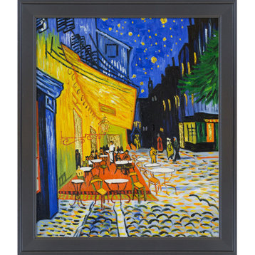 La Pastiche Cafe Terrace at Night (Luxury Line) with Gallery Black, 24" x 28"