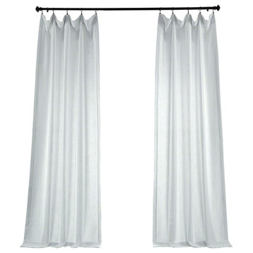 White Heavy Faux Linen Curtain Single Panel, 50"x108"