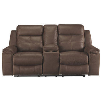 Signature Design by Ashley Jesolo Reclining Loveseat with Console in Coffee