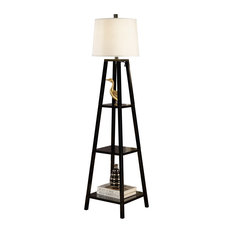 Elliot Modern 63 Java Black Finish 3 Tiered Wood Floor Lamp Contemporary Floor Lamps By Artiva