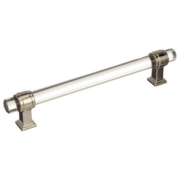 Amerock Glacio Cabinet Pull, Clear/Polished Nickel, 6-5/16" Center-to-Center