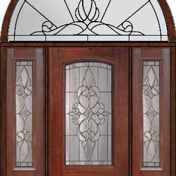Prehung Sidelights-Transom Door 80 Fiberglass Courtlandt Arch Lite - Front Doors