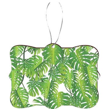 Green Tropical Forest Leaves Design Rectangle Christmas Tree Ornament