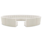 Meridian Furniture - Infinity Black Boucle Fabric Upholstered Arc Shaped Modular Sectional, Cream, 12-Piece, Arc-Shaped - Mix and match this Infinity boucle fabric modular chair with other items in the Infinity collection to find the best possible seating solution for your gang. Rich cream boucle fabric feels welcoming and soft to the skin, so you stay seated comfortably for the big game or while watching your favorite programs. Deep channel tufting adds to the longevity and durability of this modular chair while giving it texture.