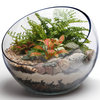 Glass Slant Cut Bubble Bowl H-9.5" W-11" Slanted Globe Bowl Terrarium, H-9.5", D-11", 1 Piece