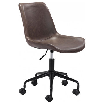HomeRoots Modern Brown Faux Leather Rolling Office Chair