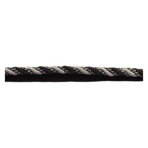 By The Yard Black Silver Grey 4//16/" Decoractive Lip Cord Golden Age Cinema