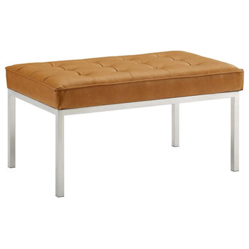 Fiona Tan Tufted Medium Upholstered Faux Leather Bench