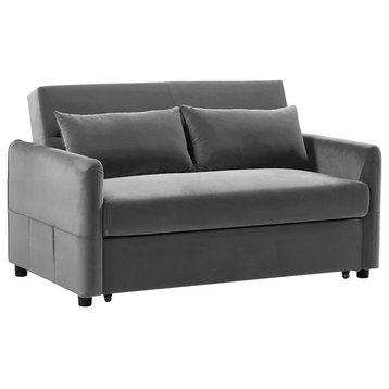 Modern Sleeper Sofa, Comfy Seat With 3 Levels Adjustable Backrest, Dark Gray