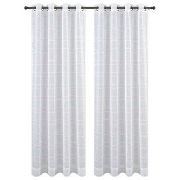 54"x96" Chamon, Set of 2, Sheer Curtain Panels With Grommets, Pink